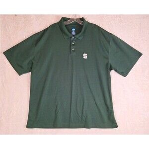 Michigan State Spartans Polo Shirt XL Men Green Logo NCAA Short Sleeve